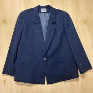 Vintage Pendleton Blazer Jacket Womens Large Blue Wool Made USA Lined Career